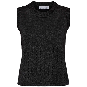 Haute L'Amitie Hole Lurex Knit Top, Sort